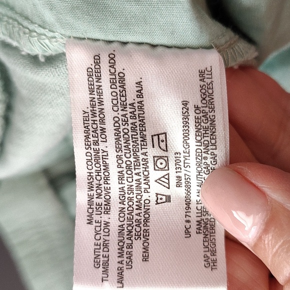 GAP Linen Blend Pants Size XL Green Baggy Lounge Elastic Waist Drawstring - Picture 4 of 5